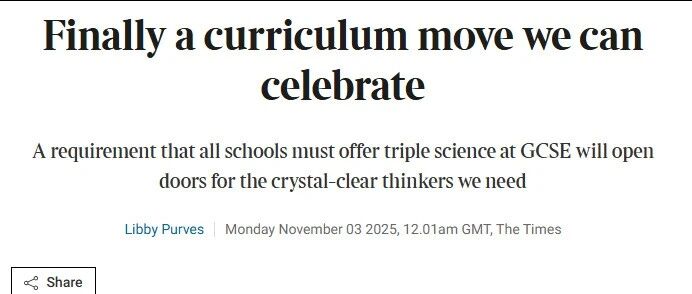 英国GCSE或迎来重要改革:三重科学或将成为“所有学生的必修”