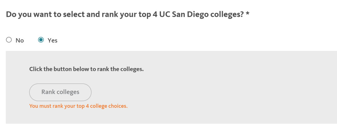 注意!今年UCSD申请规则改了:学院排序只能选4个! 注意!今年UCSD申请规则改了:学院排序只能选4个!