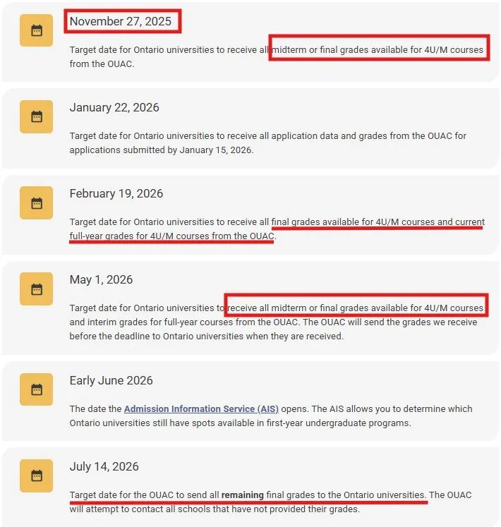 2026加拿大OUAC申请时间轴