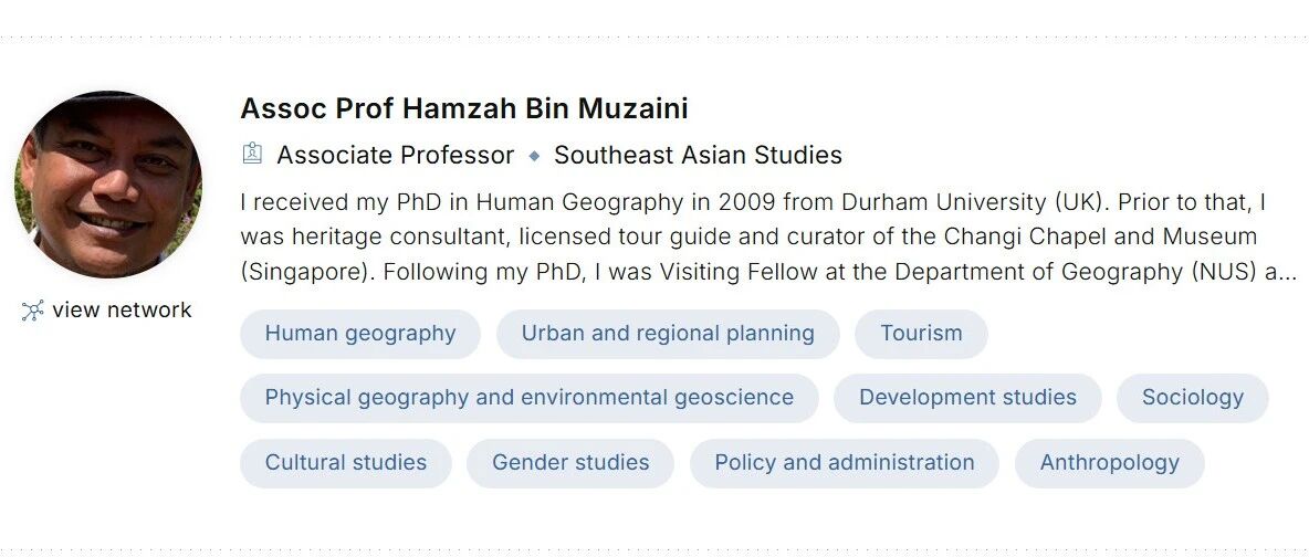 新加坡国立大学全奖博士项目（Hamzah Bin Muzaini教授）