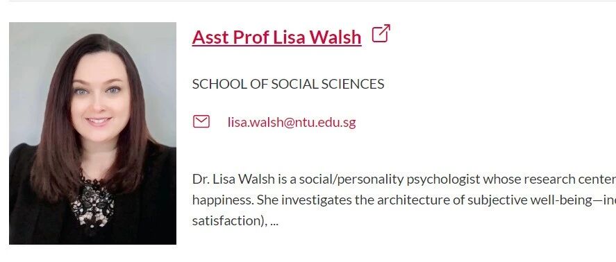 新加坡南洋理工大学心理学系顶尖PhD导师招生（Lisa Walsh教授）