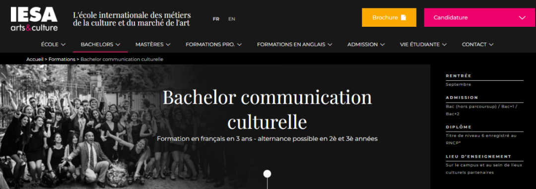 IESA法授3年制本科:Bachelor文化传播 - RNCP 6级 IESA法授3年制本科:Bachelor文化传播 - RNCP 6级