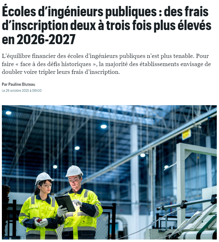 最新消息！法国公立工程师学院2026-2027学年注册费将上涨两至三倍！