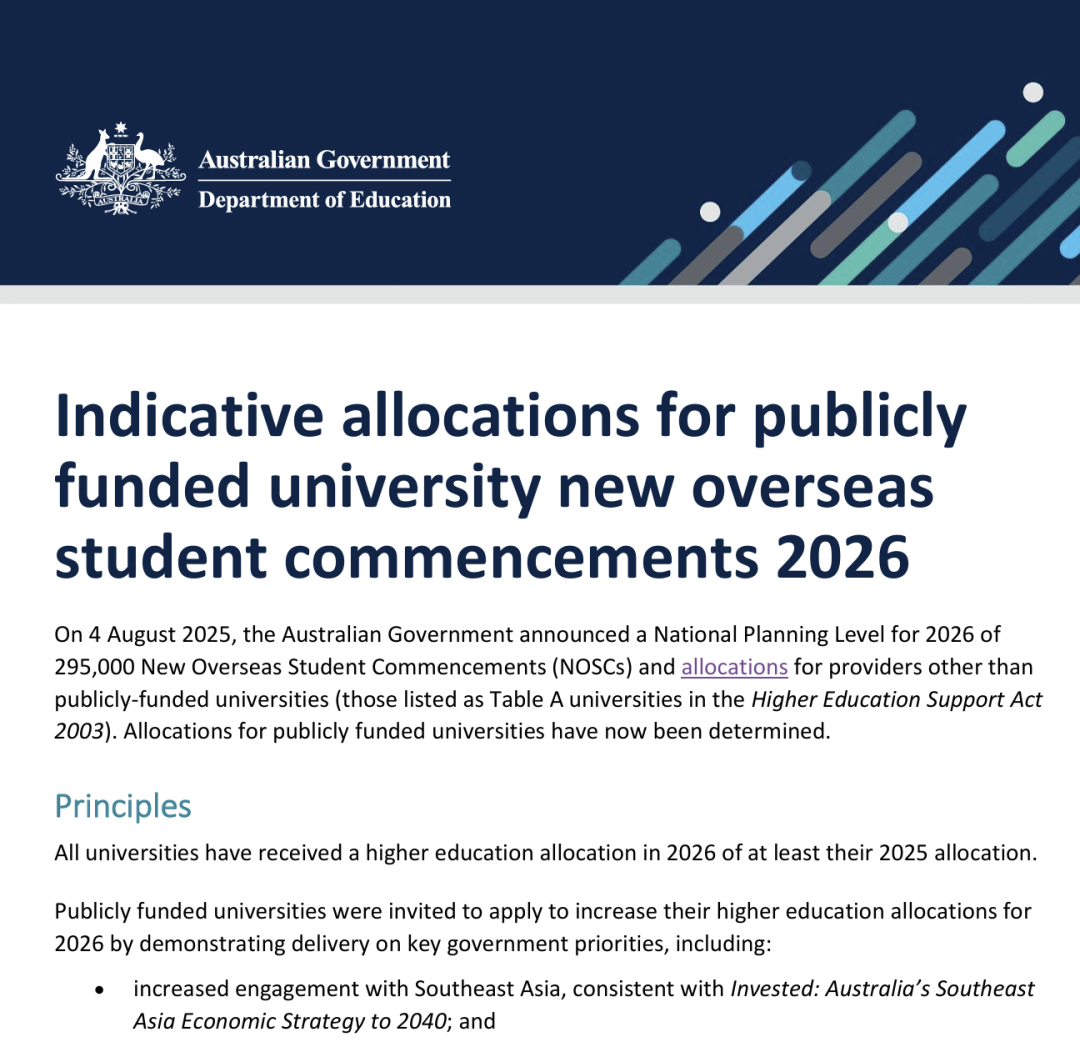 重磅！2026澳洲大学配额公布准留学生如何应对？