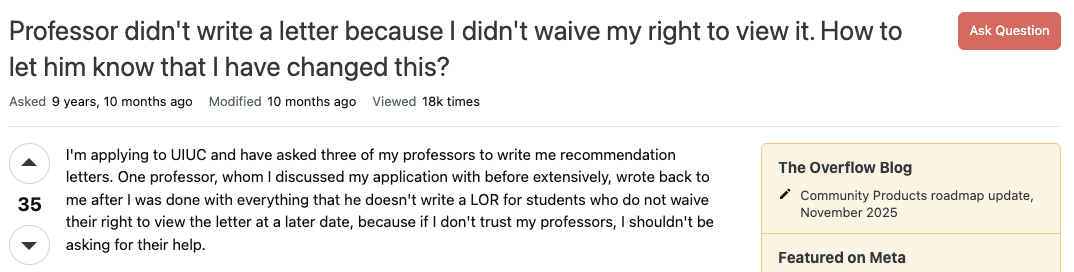 网申没有waive推荐信查看权利，会影响录取结果吗？