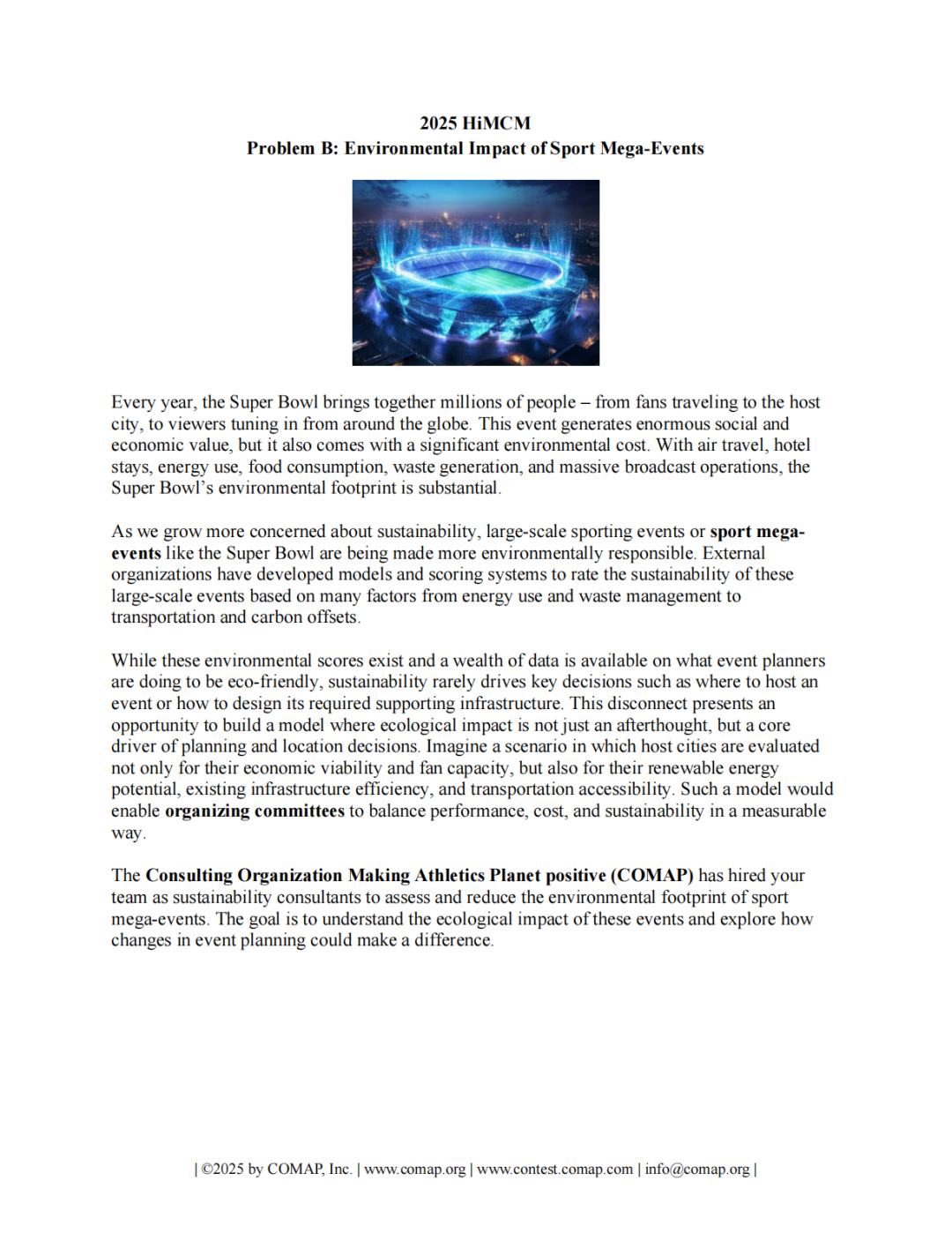 2025HiMCMB题：大型体育赛事对环境的影响