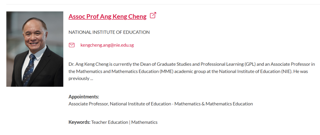 【全奖】新加坡南洋理工大学博士导师(Ang Keng Cheng教授) 【全奖】新加坡南洋理工大学博士导师(Ang Keng Cheng教授)