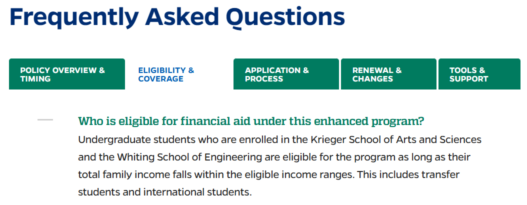 国际生也适用！Top 10 名校约翰霍普金斯大学对家庭年收入不超过 20 万美元的本科生免收学费
