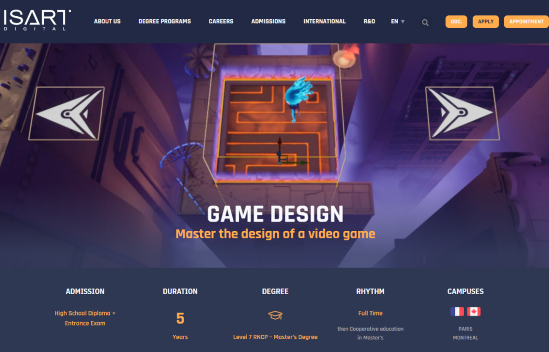 ISART：五年制游戏设计 - RNCP 7级硕士 - 巴黎/蒙特利尔校区