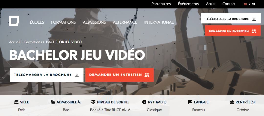 LISAA法授3年制本科：Bachelor电子游戏 - 巴黎校区 / RNCP 6级