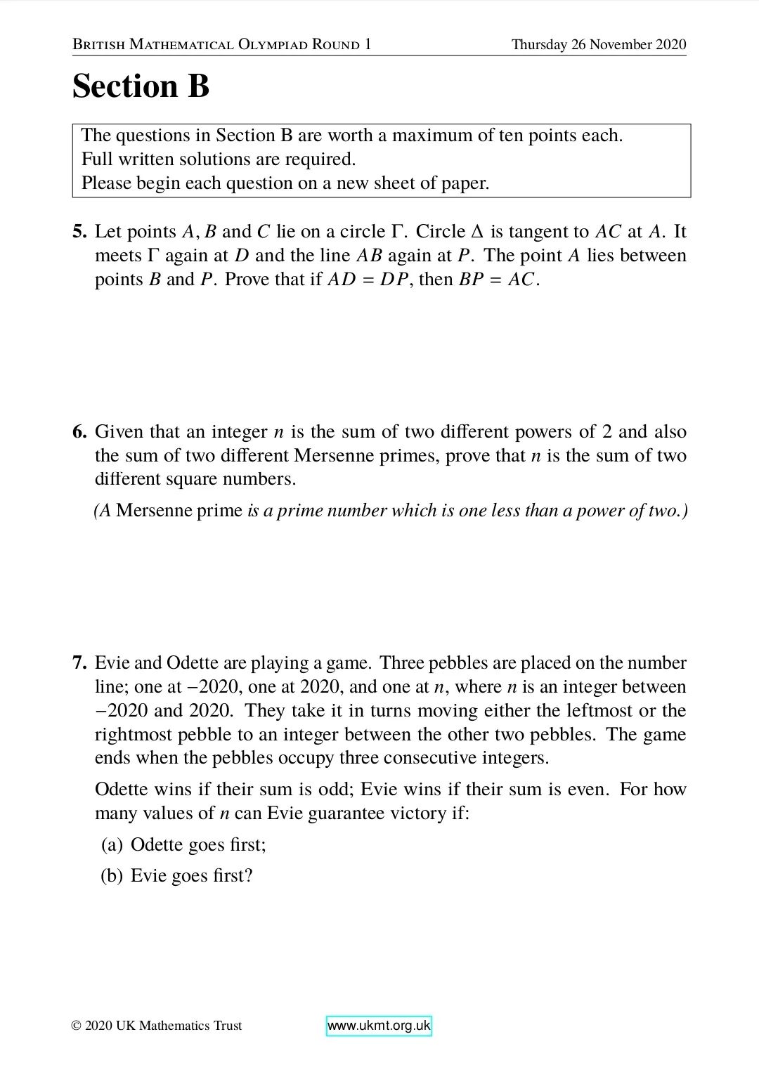 2025年英国奥数竞赛真题及答案出炉 2025年英国奥数竞赛真题及答案出炉