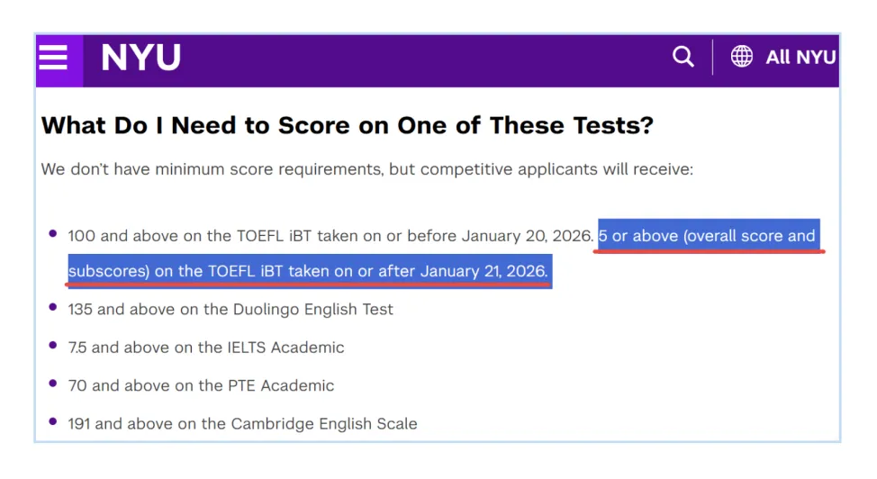 最新消息!UMich、USC、NYU、BU、OSU相继公布新托福成绩要求! 最新消息!UMich、USC、NYU、BU、OSU相继公布新托福成绩要求!