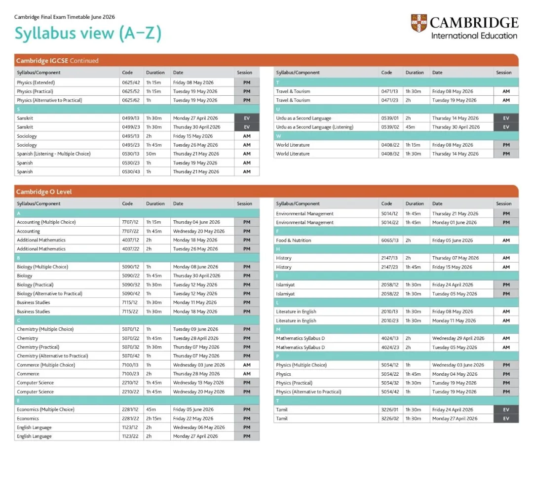CIE公布2026夏季和秋季IGCSE&A-level报考时间！第一批DDL其实不算远... ...