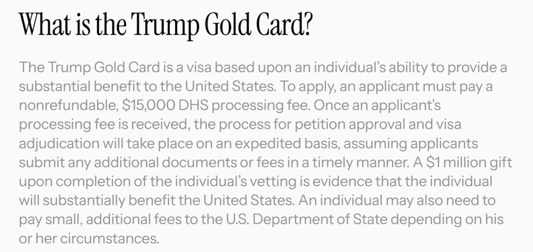 值不值？100万美元即可获得美国身份...川普“金卡”正式开售！