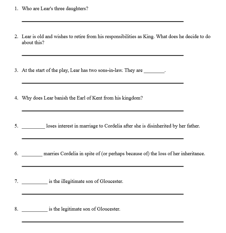 莎翁文学 《李尔王》（King Lear）分析性阅读理解与写作