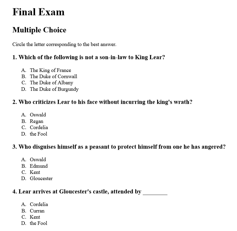 莎翁文学 《李尔王》（King Lear）分析性阅读理解与写作