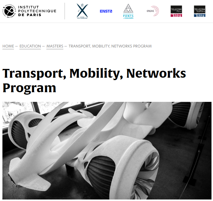 IP Paris 两年制硕士：交通、移动与网络 Transport, Mobility, Networks