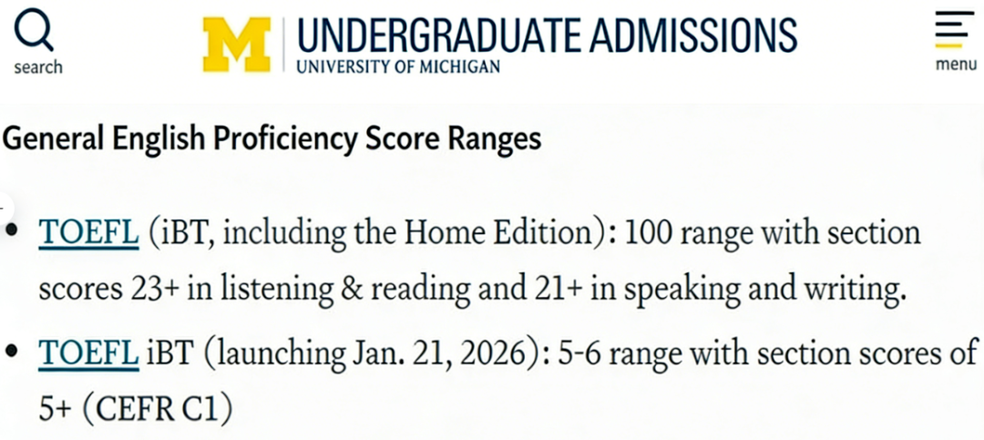 告别120分制：美国高校相继公布新托福成绩要求！