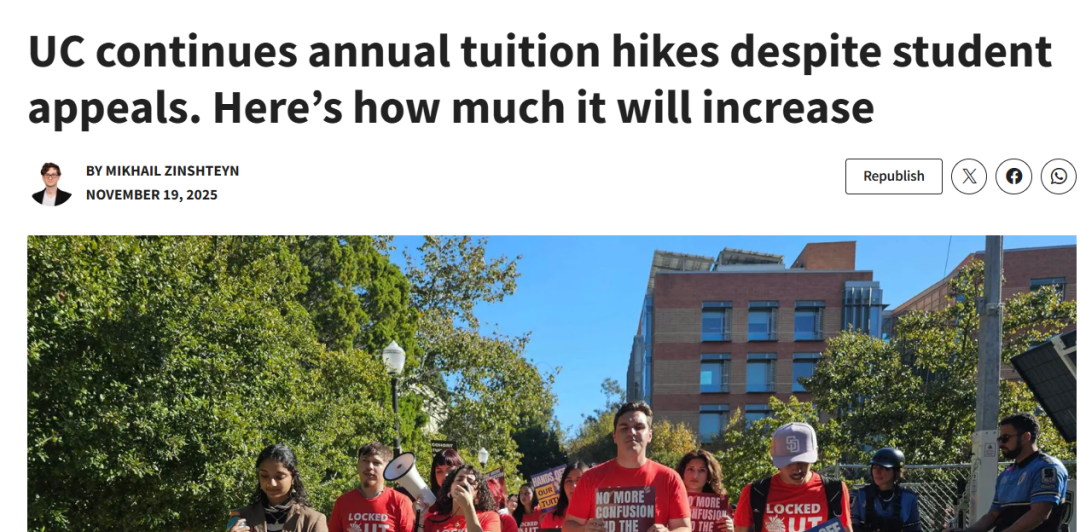 UC背刺公立校！学费年涨5% 公立名校的“性价比”彻底崩了？