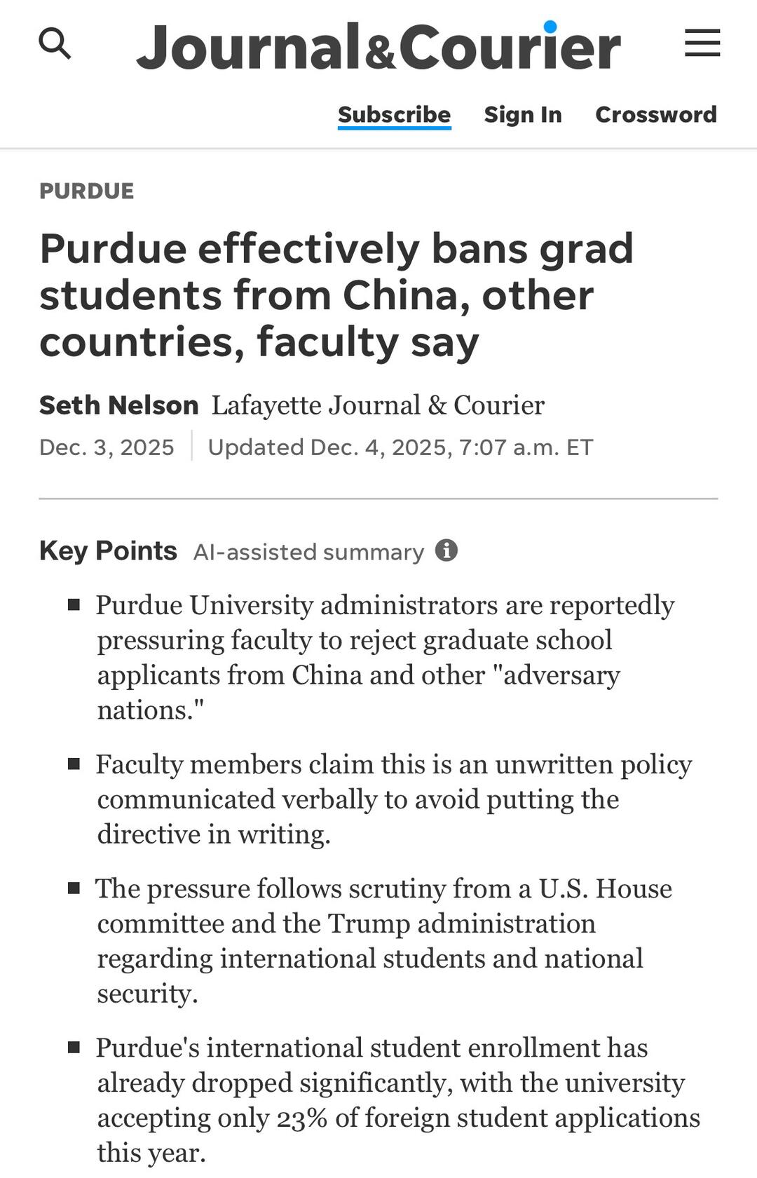 曝光普渡“隐形录取禁令”！保底校要抛弃中国学生？