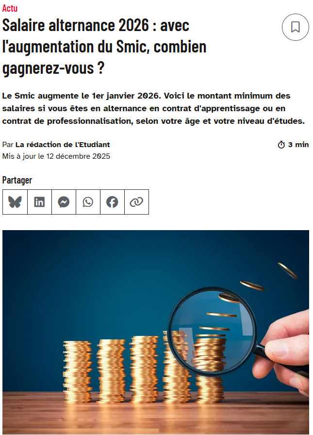 2026年法国最低工资上涨1.18%！如何实现带薪上学？