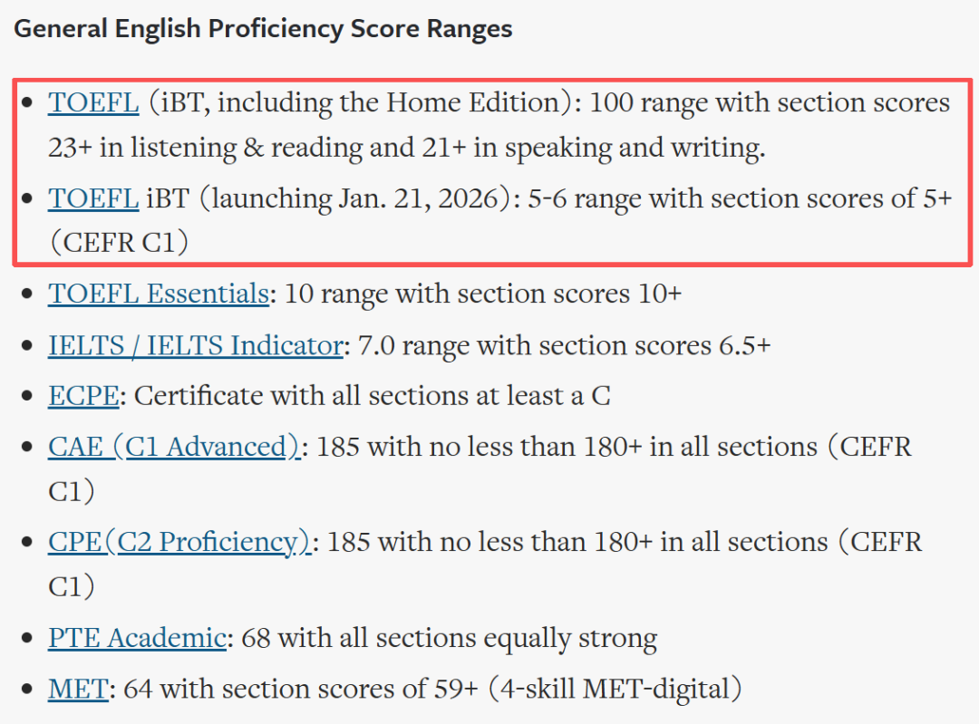 最新！2026新版托福即将上线，美国各大学分数要求汇总！