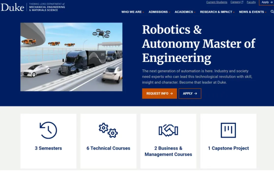 杜克大学重磅推出两大极具前瞻性的硕士项目：聚焦绿色商业与智能机器人！