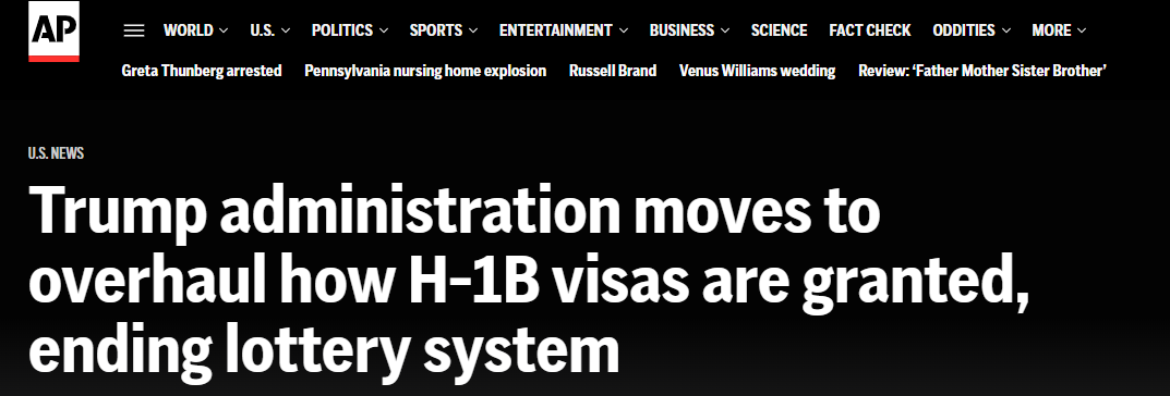 美国留学的逻辑变了!H‑1B签证启用“按工资加权抽签”新规! 美国留学的逻辑变了!H‑1B签证启用“按工资加权抽签”新规!