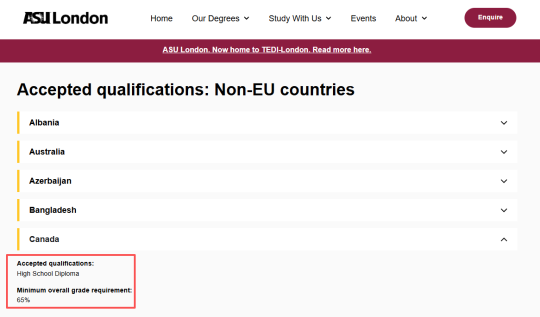 4年拿英美2个学位！ASU伦敦新校区开放，OSSD均分65%可申请