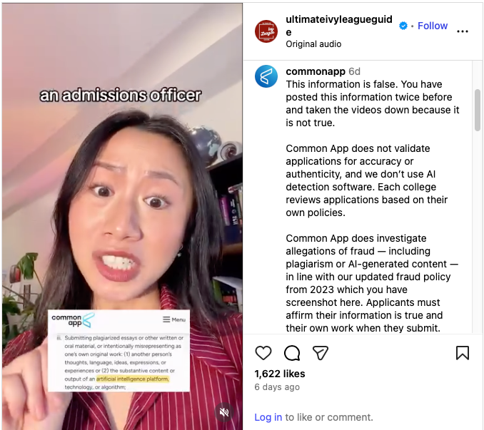 用AI写文书会被封号?网红造谣“封杀令”,Common App亲自下场辟谣! 用AI写文书会被封号?网红造谣“封杀令”,Common App亲自下场辟谣!