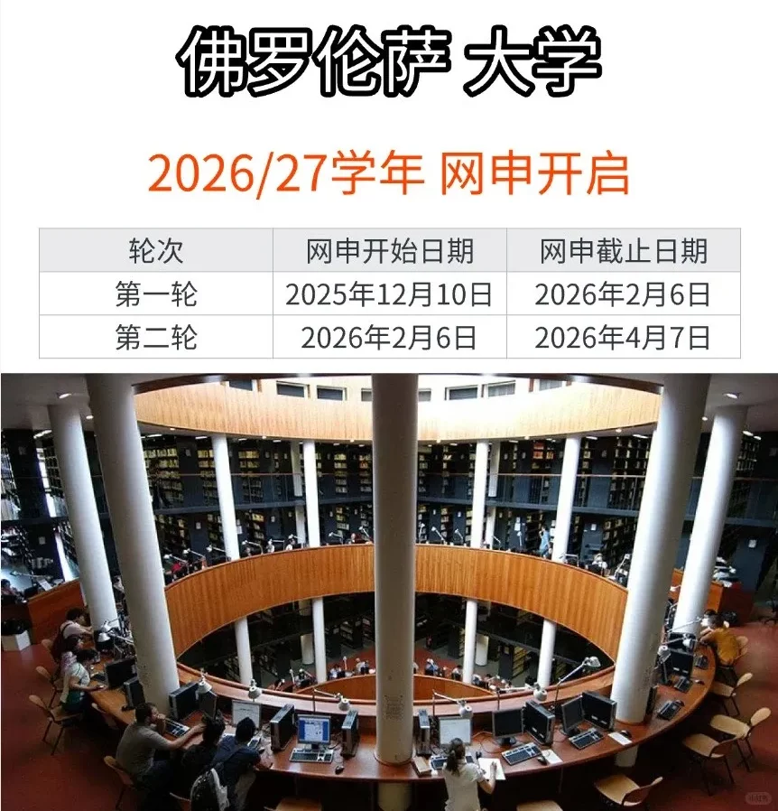 意大利留学2026/2027 佛罗伦萨大学 网申开启