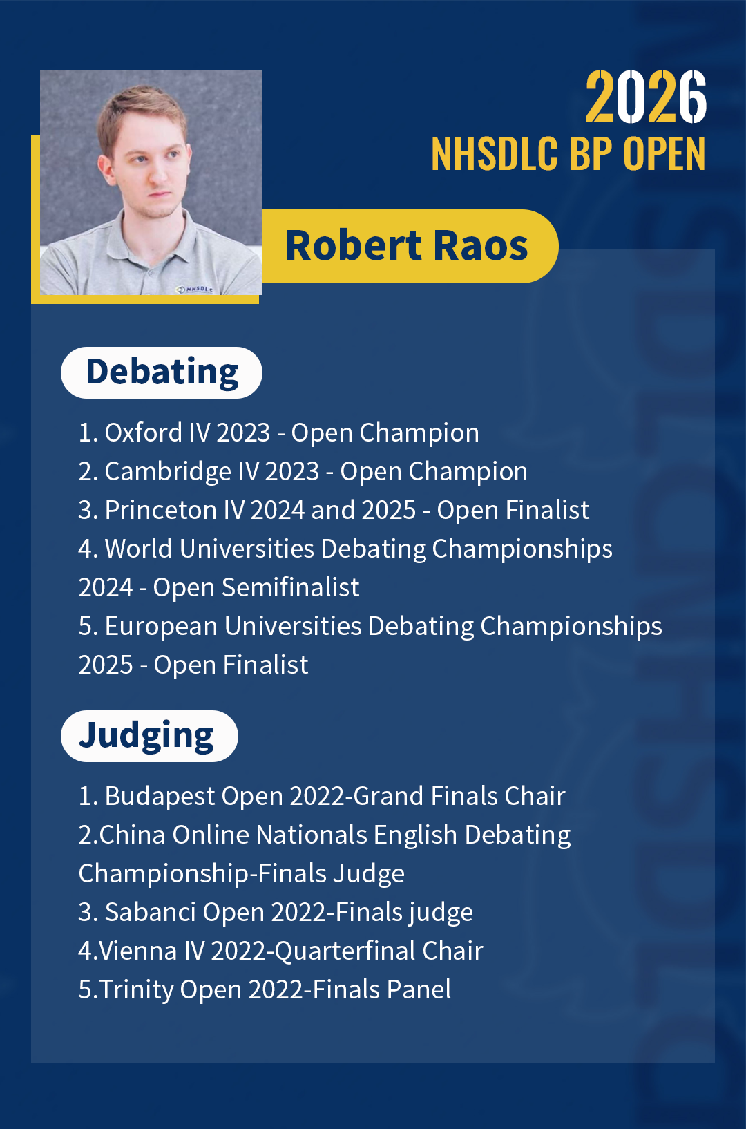 2026 WINTER NHSDLC BP OPEN 赛程&最新裁判阵容公布！