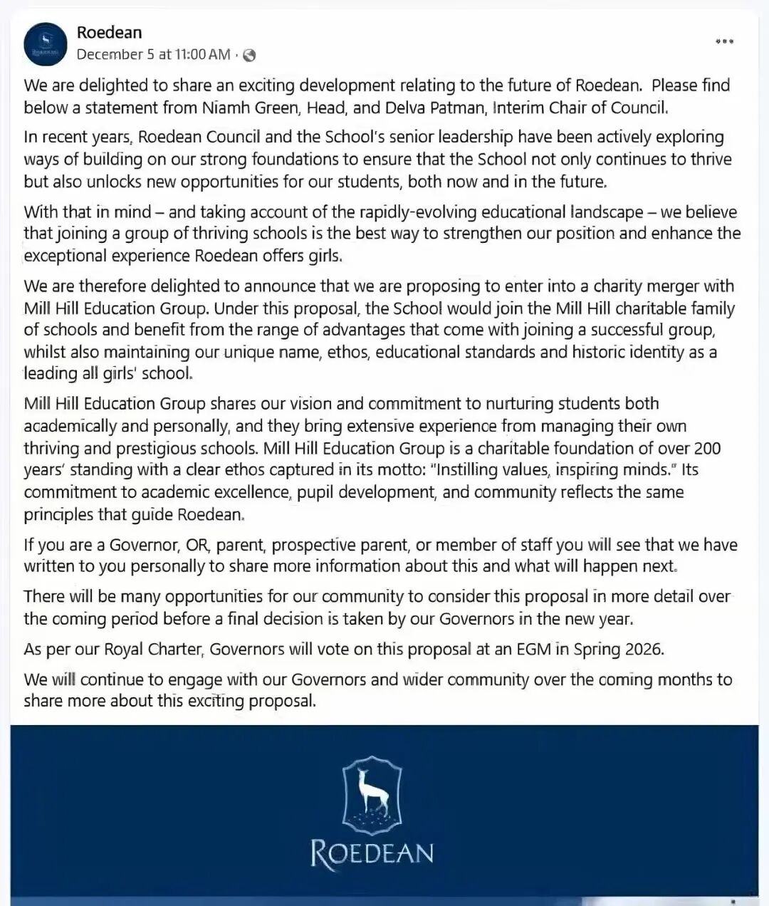 重要提醒｜Roedean School 发布最新声明，这些变化家长一定要了解