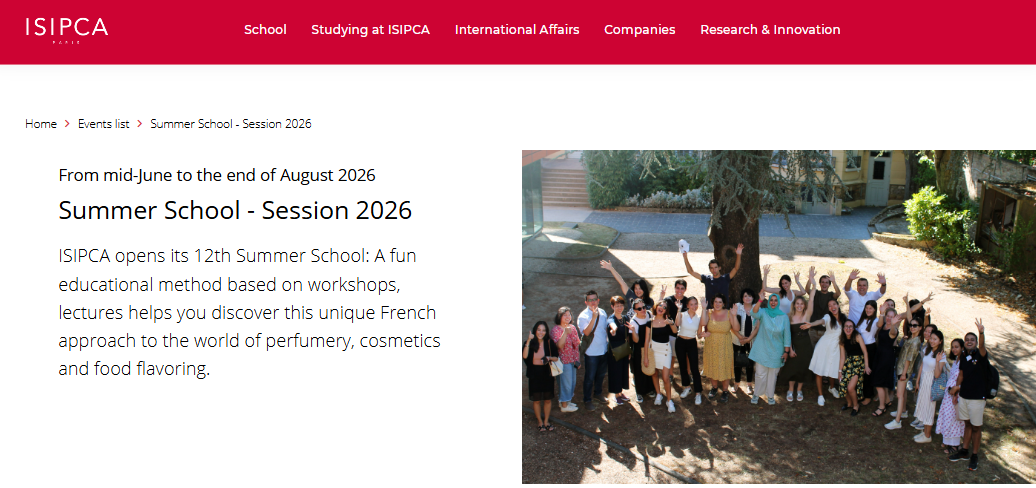 2026年ISIPCA香水学院夏校申请安排公布！英语授课！无专业背景要求！
