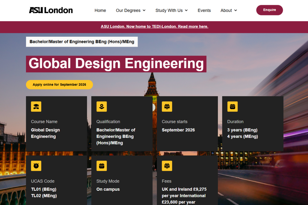 4年拿英美2个学位！ASU伦敦新校区开放，OSSD均分65%可申请