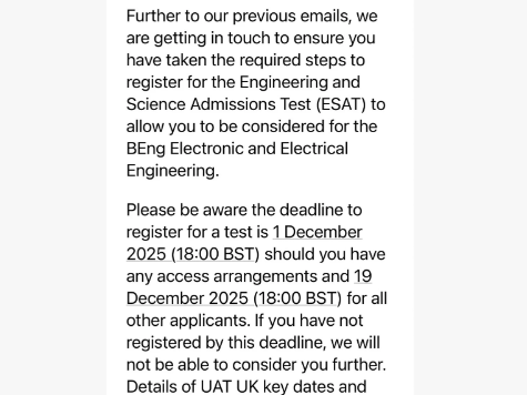 乌龙？UCL本科申请 已经考过10月ESAT 咋又让考1月ESAT呢？