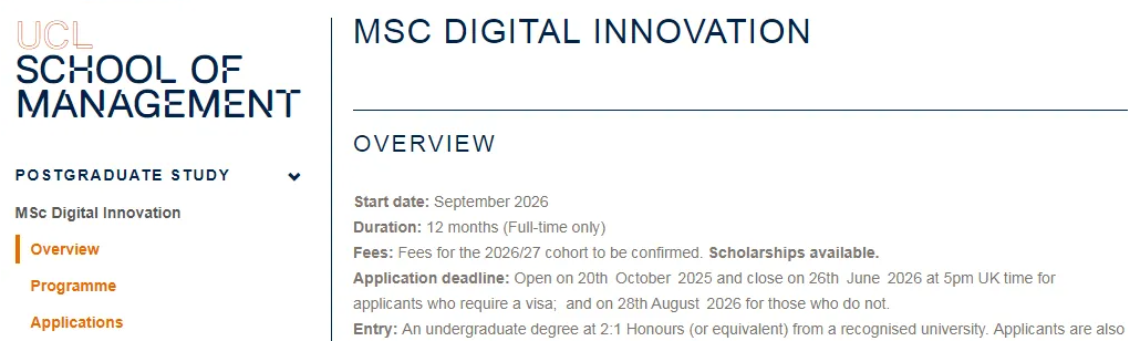 UCL 26Falll硕士申请全面开放!高校认可List更新 UCL 26Falll硕士申请全面开放!高校认可List更新