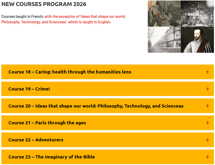 2026年索邦大学夏校Université d'été申请开放！新增6门课程！A1-C1法语学习！