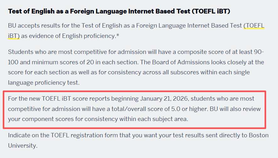 一文读懂：2026托福改革后，美国名校申请分数要求有何变化？