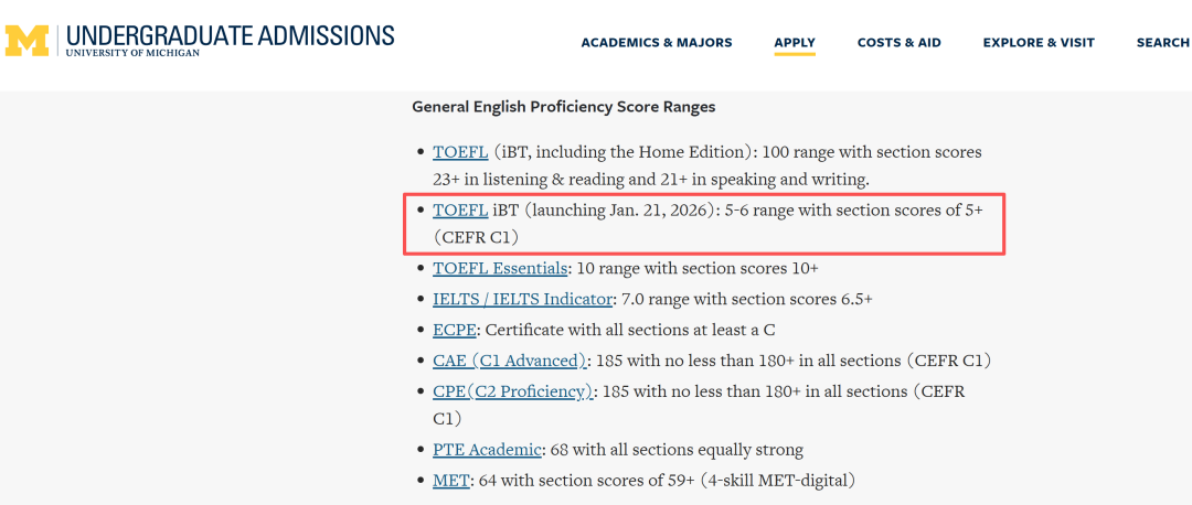 最新消息!UMich、USC、NYU、BU、OSU相继公布新托福成绩要求! 最新消息!UMich、USC、NYU、BU、OSU相继公布新托福成绩要求!