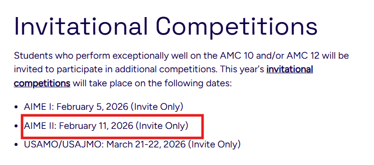 AIME 2026 考试时间公布!只能考 II 卷? AIME 2026 考试时间公布!只能考 II 卷?