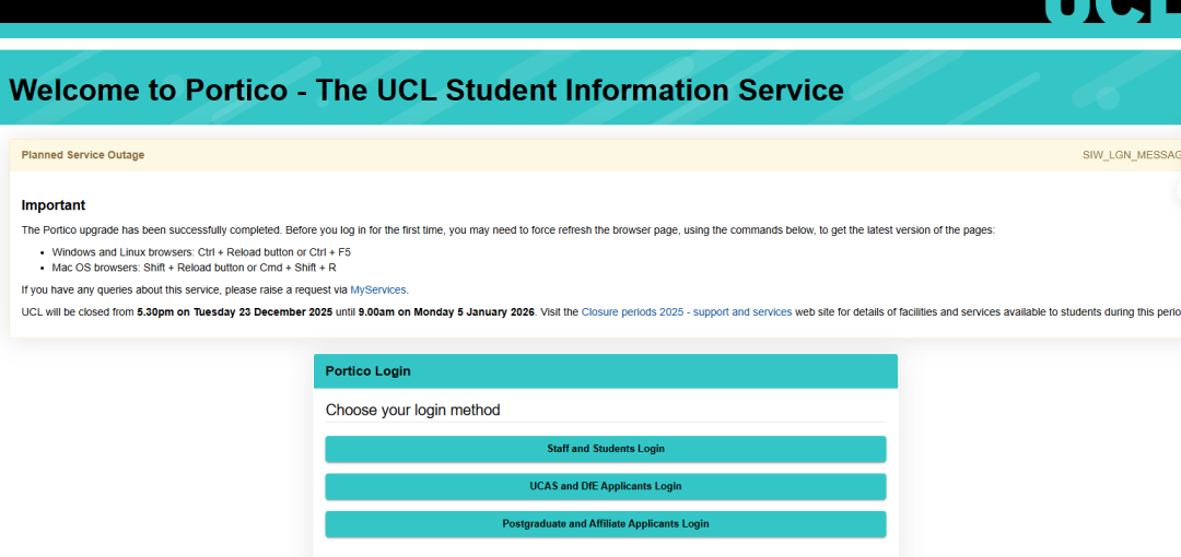 UCL申请党必看！Portico系统突发大更新！