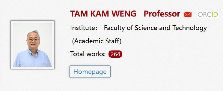 【全奖】澳门大学博士导师（Tam Kam Weng教授）