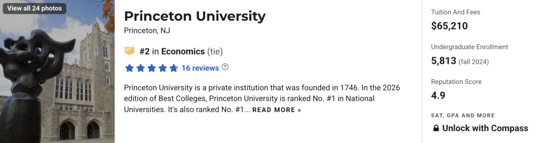 2026 U.S.News美国本科经济学排名:斯坦福夺冠,哈佛耶鲁等6所高校并列第二 2026 U.S.News美国本科经济学排名:斯坦福夺冠,哈佛耶鲁等6所高校并列第二