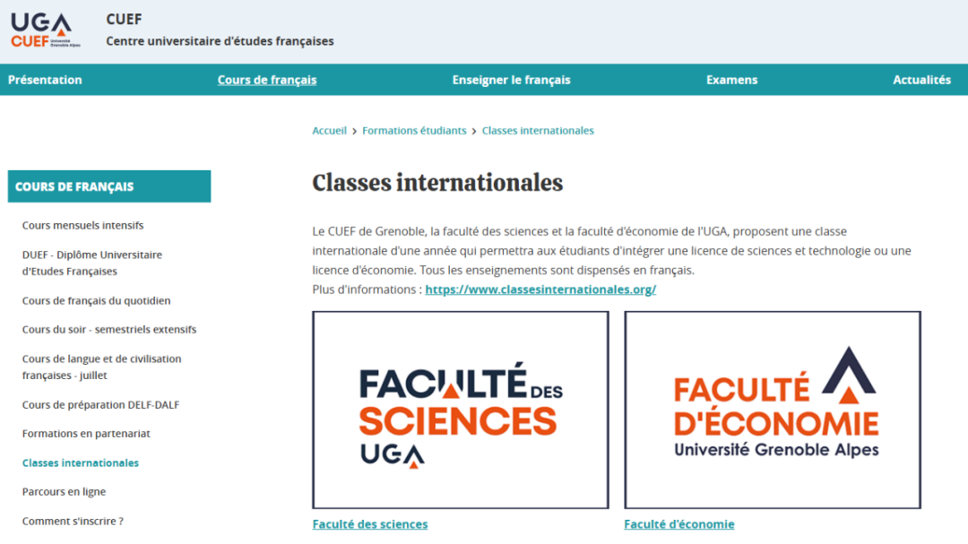 法国公立大学预科:格勒诺布尔大学本科国际班 Classes internationales 法国公立大学预科:格勒诺布尔大学本科国际班 Classes internationales