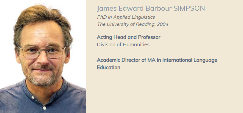 【全奖】香港科技大学博士导师(James Simpson教授) 【全奖】香港科技大学博士导师(James Simpson教授)