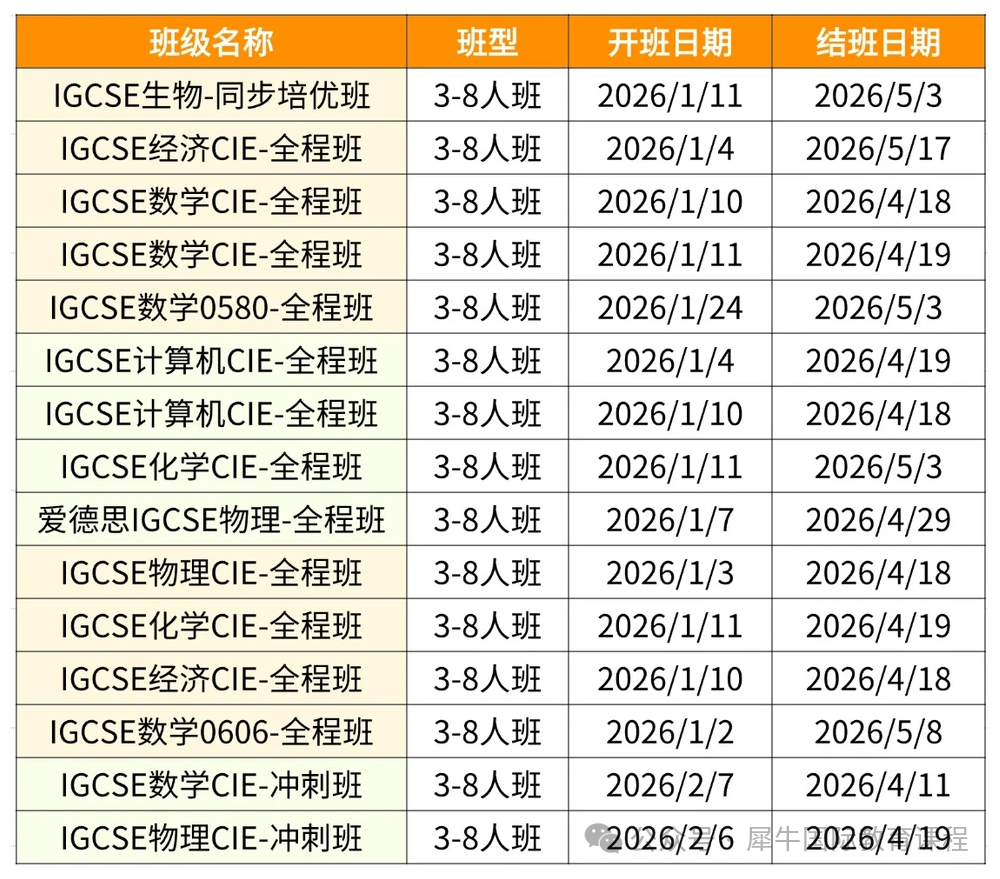 IGCSE寒假全科辅导上线！IG数学/化学/生物/物理/经济均有 冲刺A*！