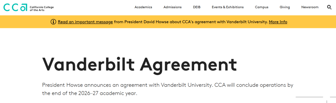 120年艺术名校落幕！加州艺术学院CCA宣布关停，范德堡大学强势入局……