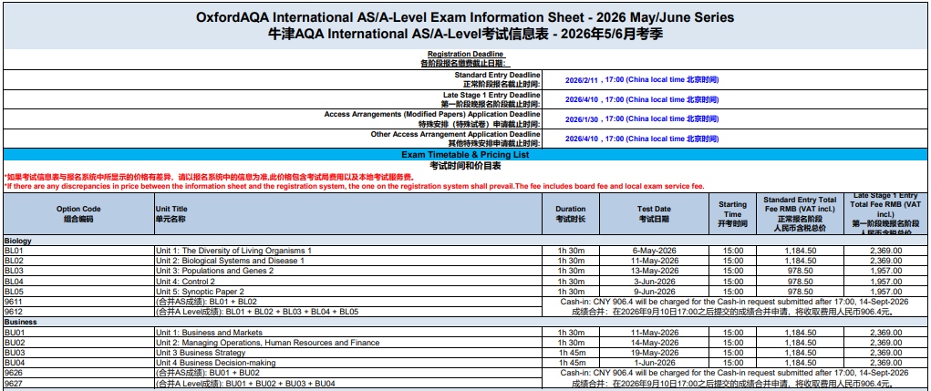 A-level/IGCSE 2026年夏季大考报名入口已开放!附CAIE/爱德思/AQA报名流程图! A-level/IGCSE 2026年夏季大考报名入口已开放!附CAIE/爱德思/AQA报名流程图!
