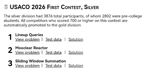 2026年USACO竞赛首赛分数线出炉~附USACO竞赛冲刺建议